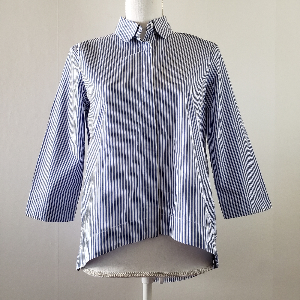 Zara Button Down Shirt Striped Blue XS